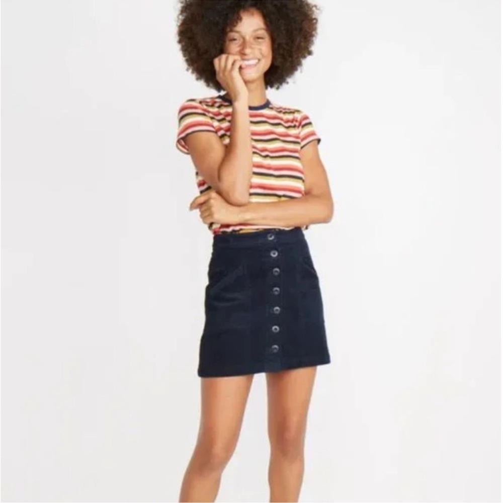Express Vintage 90s Y2K Corduroy Navy Button Mini skirt size 6